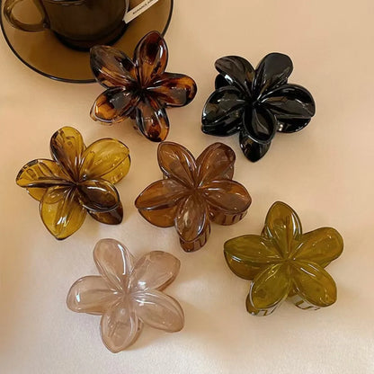 Women's Laser Mermaid Princess Flower Shaped 8cm/3.15in Large-Size Brown Beige Lightweight Plastic Hair Clips Fashionable