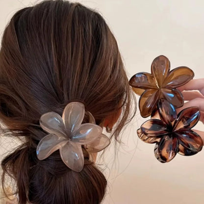 Women's Laser Mermaid Princess Flower Shaped 8cm/3.15in Large-Size Brown Beige Lightweight Plastic Hair Clips Fashionable