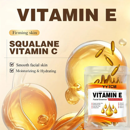 Vitamin E Deep Moisturizing Capsule Essence, Hydrates and Smooths Skin, Contains Plant-Based Squalane, Vitamin C, Deep Hydration and Skin-Brightening Essence (0.4Gx30 Capsules)/Bag-1 Bag