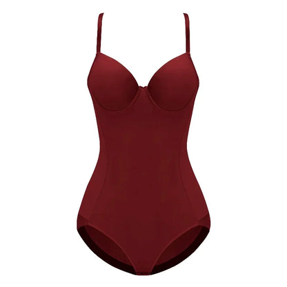 Body string sans armatures couleur lie de vin, extensible, soyeux, pour femme, sous-vêtement gainant, body shaper