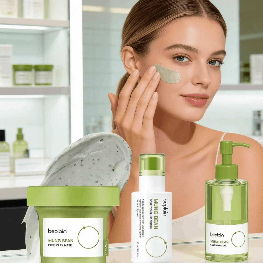 Masque d'argile purifiant aux haricots mungo Beplain coréen, Sérum Visage Démaquillant Huile Nettoyante Nettoyage Profond Soin de la Peau Coréen