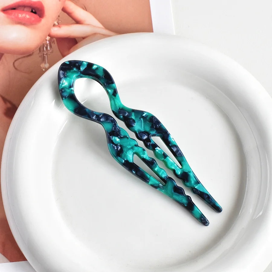 1 PC Acrylic Fish Tail U-shaped Hairpin - French Twist Hairpin - Lazy Bun Hairpin - Suitable for all hair types