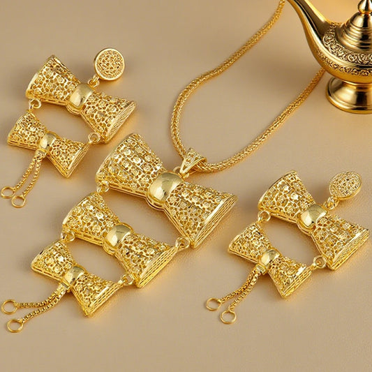 Saudi Arabia  Color Jewelry Sets Ethiopia Wedding Necklace Earring Brazilian Arab Bridal Luxury Set Party Gift Two-Piec