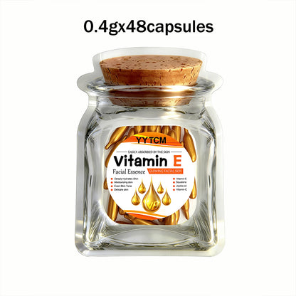 Vitamin E Deep Moisturizing Capsule Essence, Hydrates and Smooths Skin, Contains Plant-Based Squalane, Vitamin C, Deep Hydration and Skin-Brightening Essence (0.4Gx30 Capsules)/Bag-1 Bag