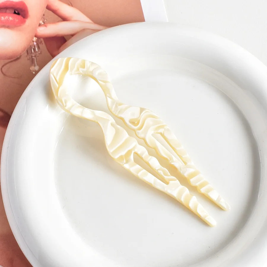 1 PC Acrylic Fish Tail U-shaped Hairpin - French Twist Hairpin - Lazy Bun Hairpin - Suitable for all hair types