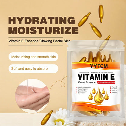 Vitamin E Deep Moisturizing Capsule Essence, Hydrates and Smooths Skin, Contains Plant-Based Squalane, Vitamin C, Deep Hydration and Skin-Brightening Essence (0.4Gx30 Capsules)/Bag-1 Bag