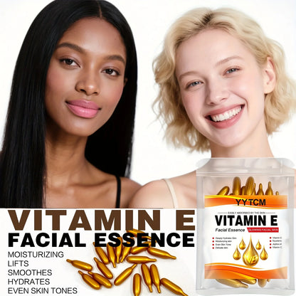 Vitamin E Deep Moisturizing Capsule Essence, Hydrates and Smooths Skin, Contains Plant-Based Squalane, Vitamin C, Deep Hydration and Skin-Brightening Essence (0.4Gx30 Capsules)/Bag-1 Bag
