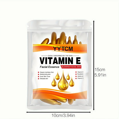 Vitamin E Deep Moisturizing Capsule Essence, Hydrates and Smooths Skin, Contains Plant-Based Squalane, Vitamin C, Deep Hydration and Skin-Brightening Essence (0.4Gx30 Capsules)/Bag-1 Bag