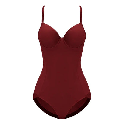 Body string sans armatures couleur lie de vin, extensible, soyeux, pour femme, sous-vêtement gainant, body shaper