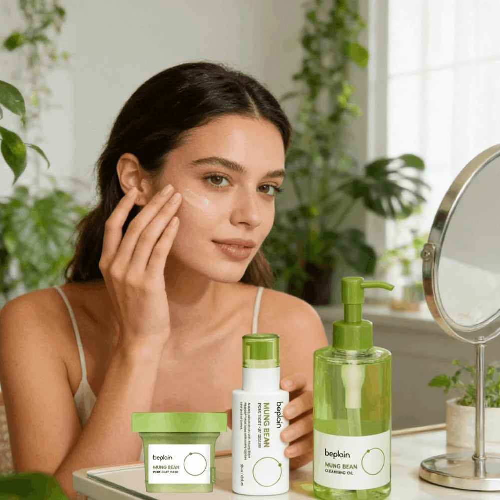 Masque d'argile purifiant aux haricots mungo Beplain coréen, Sérum Visage Démaquillant Huile Nettoyante Nettoyage Profond Soin de la Peau Coréen