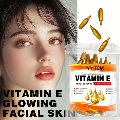 Vitamin E Deep Moisturizing Capsule Essence, Hydrates and Smooths Skin, Contains Plant-Based Squalane, Vitamin C, Deep Hydration and Skin-Brightening Essence (0.4Gx30 Capsules)/Bag-1 Bag