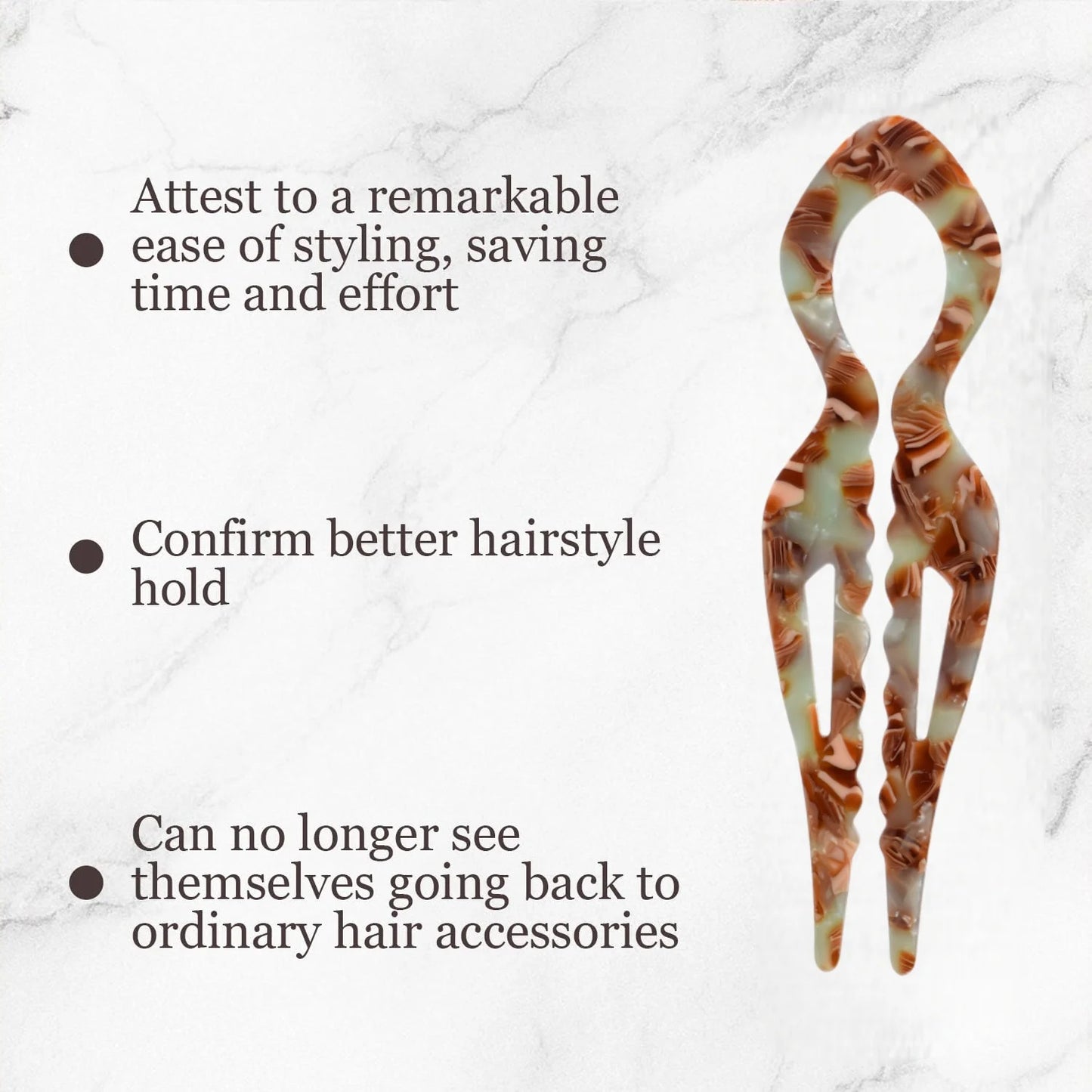 1 PC Acrylic Fish Tail U-shaped Hairpin - French Twist Hairpin - Lazy Bun Hairpin - Suitable for all hair types