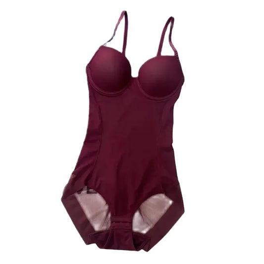Underwire Wine Bodysuit Women Shapers Stretch Solid Color Silky Underwear Shapewear Body Shaper