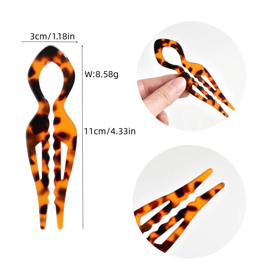 1 PC Acrylic Fish Tail U-shaped Hairpin - French Twist Hairpin - Lazy Bun Hairpin - Suitable for all hair types