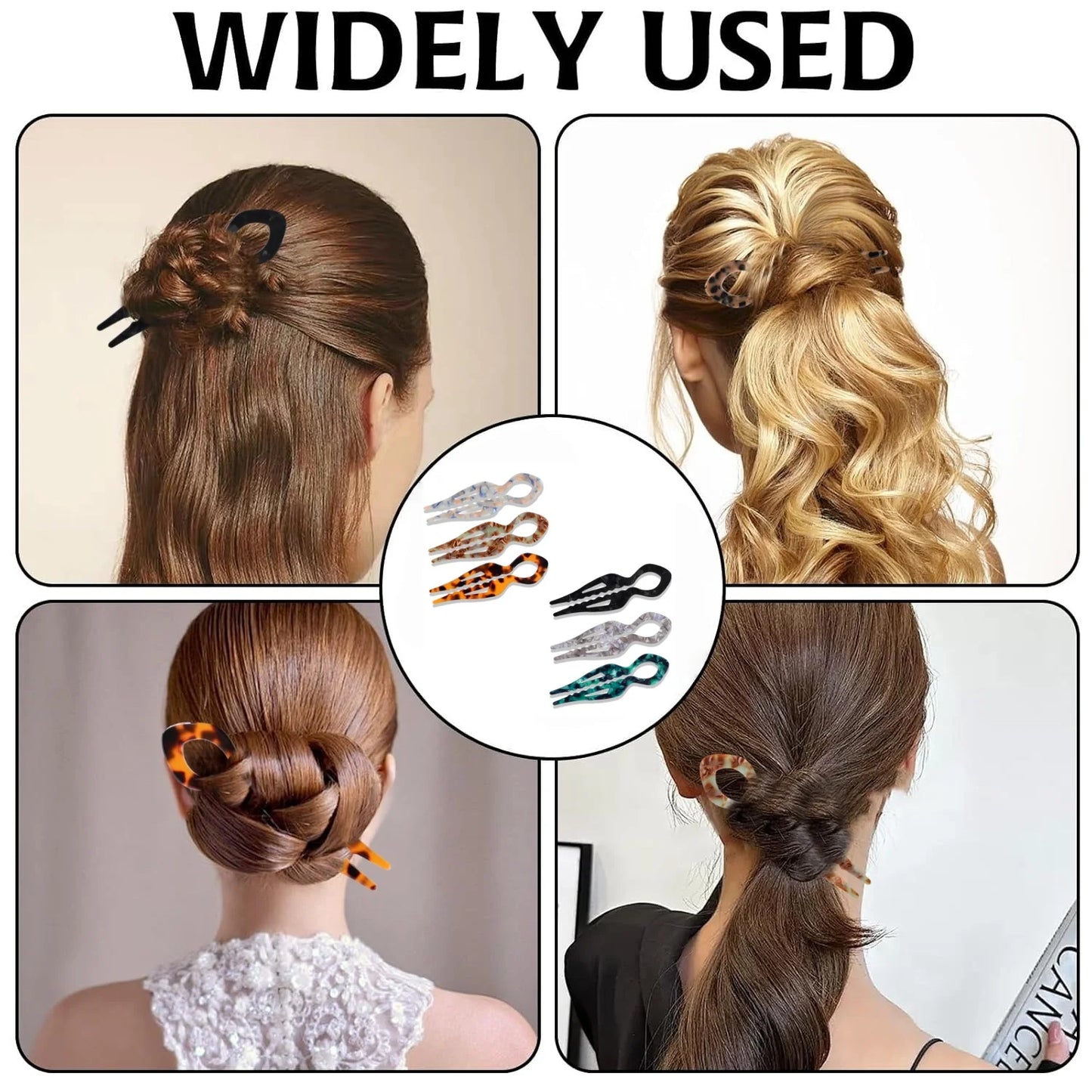 1 PC Acrylic Fish Tail U-shaped Hairpin - French Twist Hairpin - Lazy Bun Hairpin - Suitable for all hair types