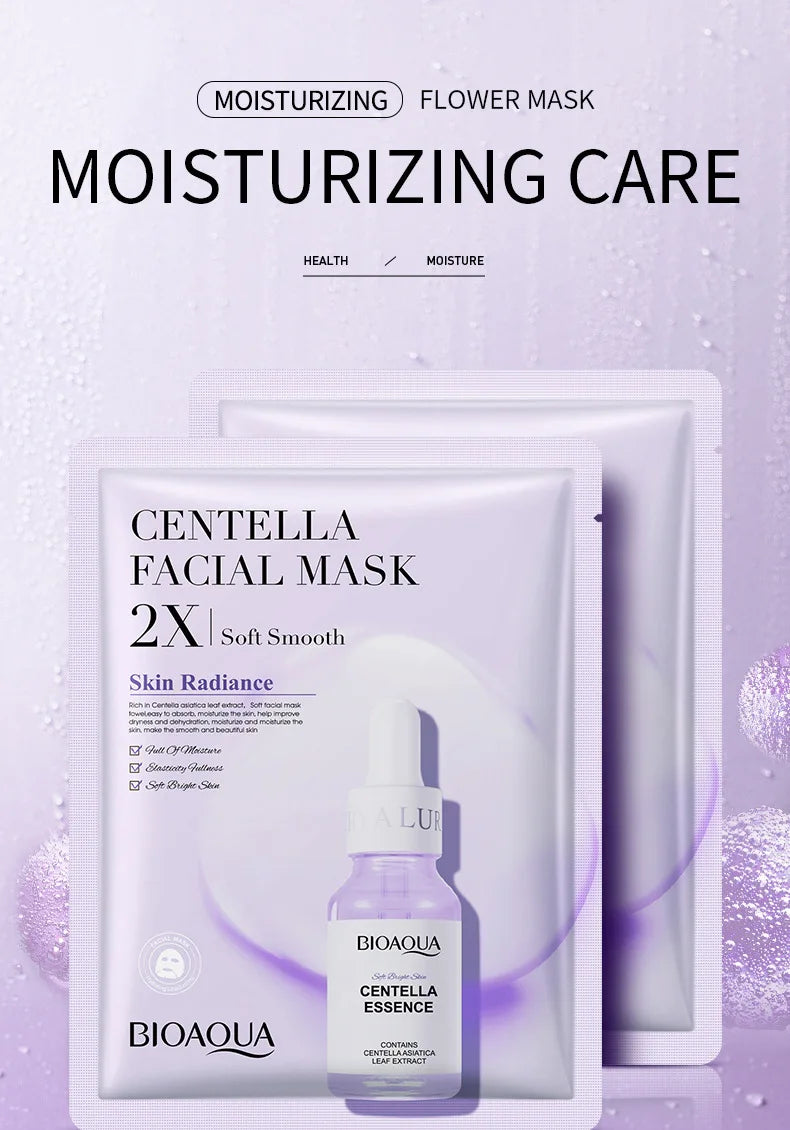 20 Pieces BIOAQUA Centella Collagen Vitamin C Facial Mask Moisturizing Refreshing Sheet Masks Hyaluronic Acid Skin Care Products