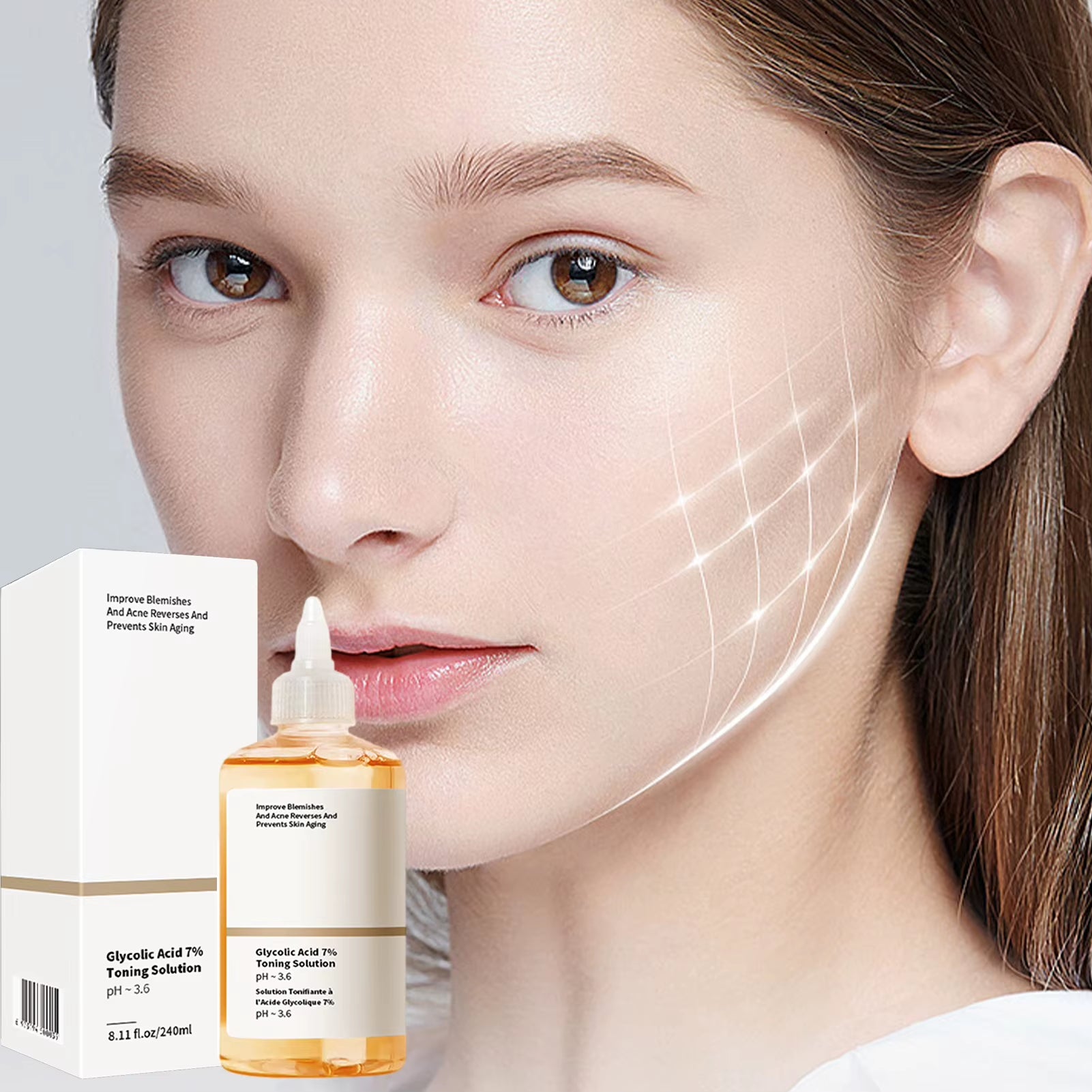 240Ml Glycolic Acid 7% Toning Solution Ordinary Acne Remover Lifting Firming Wrinkles Glowing Facial Care Glycolic Acid Toner